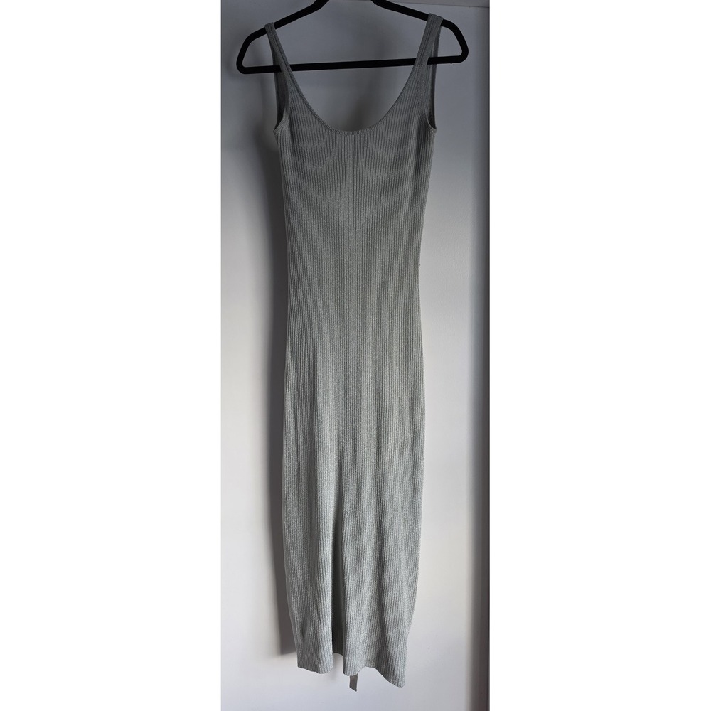 Manning Cartell Silver Maxi Dress Size S Sleeveless Formal Scoop Neck Gown